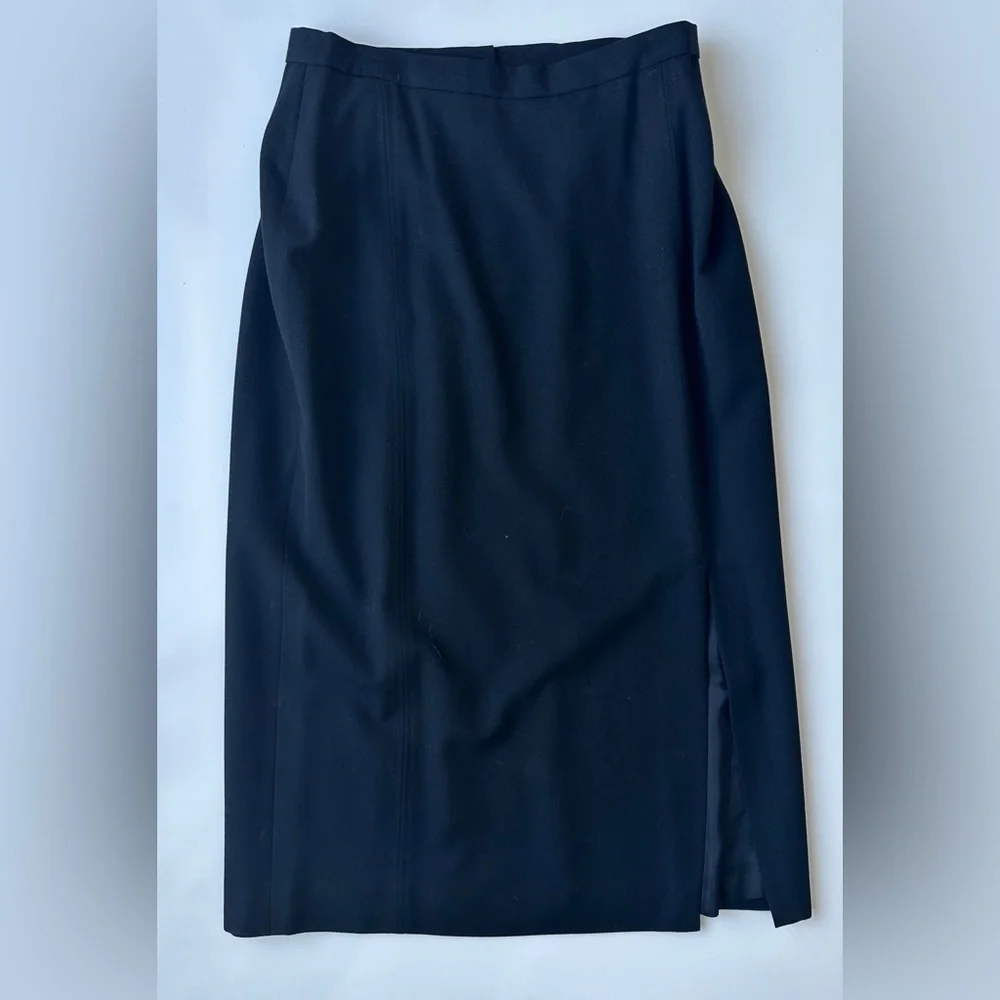 Vintage J’Envie Sport Black Modest Pure Wool Long Straight Skirt Women’s Size 12